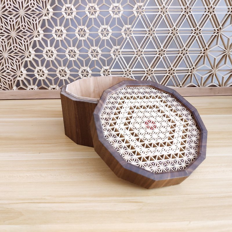 Kumiko Wood Box Case Deco Asanoha Japanese - Items for Display - Wood 