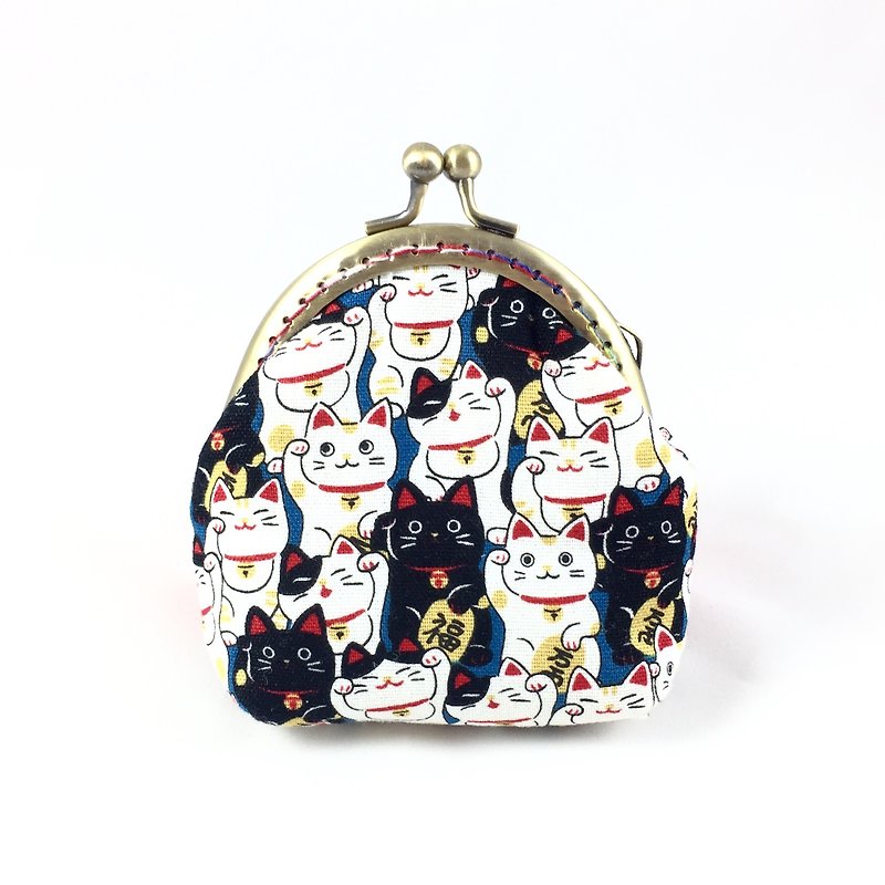 Small mouth gold bag - Lucky cat - Coin Purses - Cotton & Hemp Multicolor