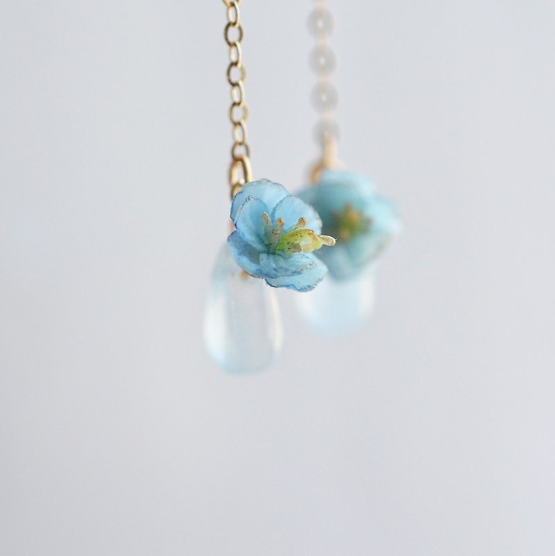 Poppy Blue Tears Dropping 14K Gold-Packed Earrings/ Clip-On - Earrings & Clip-ons - Clay Blue