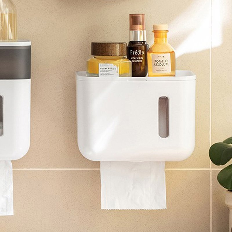 Lazy corner bathroom wall-mounted removable tissue/ Tissue Box - กล่องทิชชู่ - พลาสติก ขาว