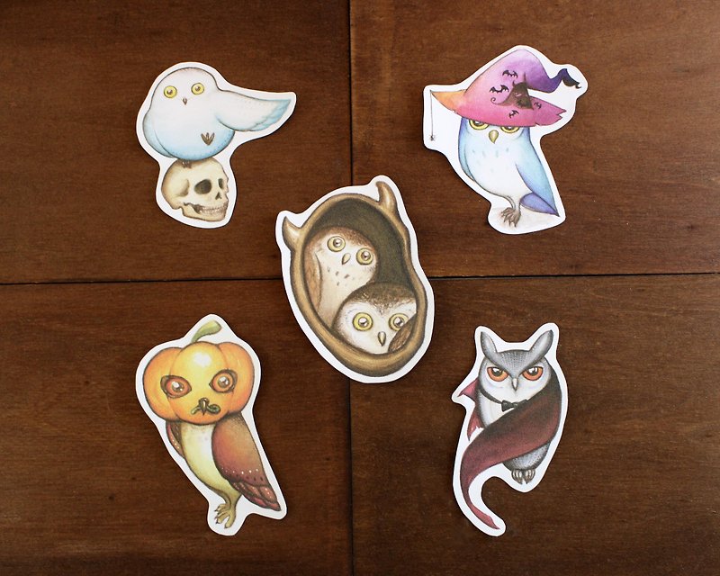 Halloween owl waterproof sticker - สติกเกอร์ - วัสดุกันนำ้ หลากหลายสี