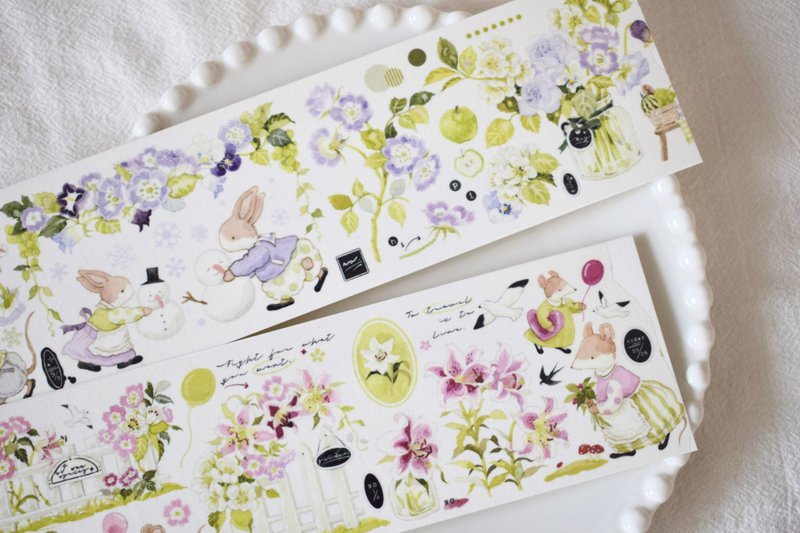 Enjoy the spring-PET and paper tape fresh flowers and animals DIY hand-painted diary decoration materials - มาสกิ้งเทป - กระดาษ หลากหลายสี