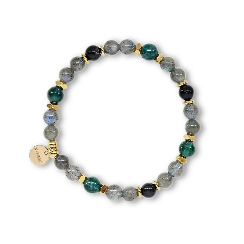 String Series Brass Labradorite Apatite Cordierite Bracelet Natural Ore Crystal - Bracelets - Jade Gray