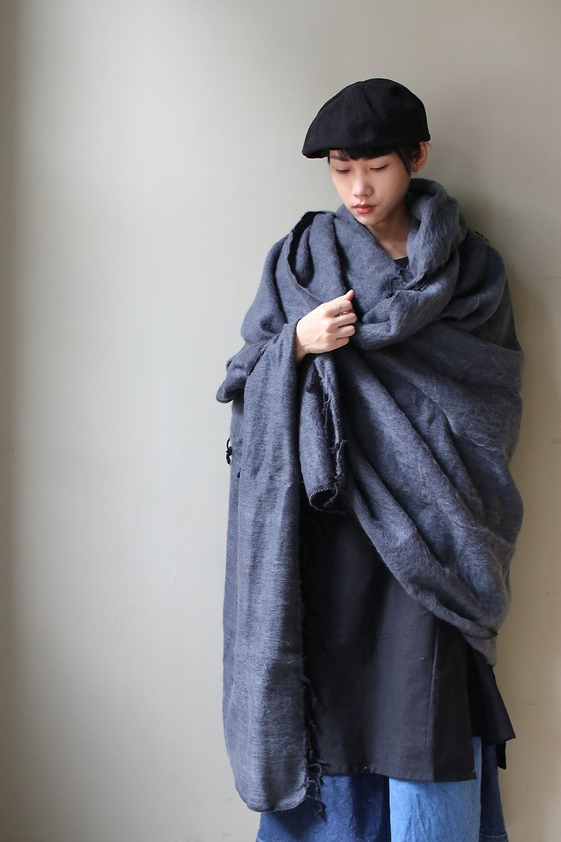 OMAKE mixed blanket - ผ้าพันคอ - ผ้าฝ้าย/ผ้าลินิน สีเทา