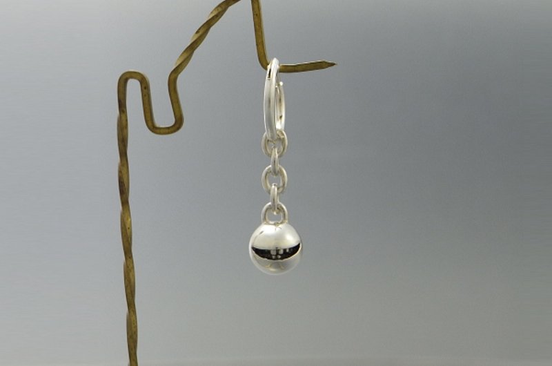 smile ball nano Pierce_3 (s_m-O.06) 微笑 笑臉 穿孔耳环 sterling silver hoop earring - 耳環/耳夾/耳骨夾 - 其他金屬 銀色