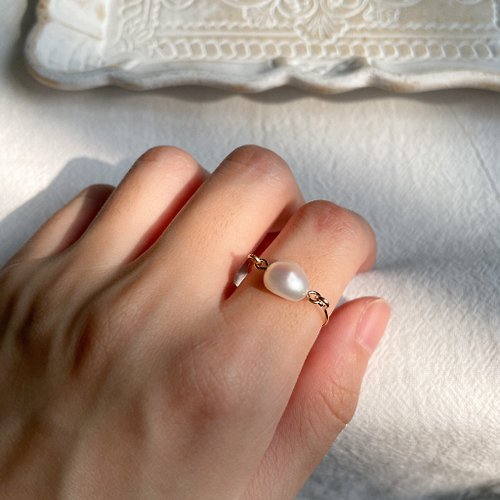 扶桑花女孩Hibiscusforgirl 單顆巴洛克珍珠戒指 14kgf 巴洛克珍珠 14K包金戒指