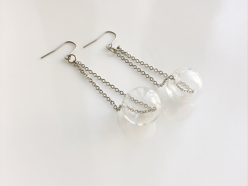 Transparent glass ball earrings swaying - Earrings & Clip-ons - Glass Transparent