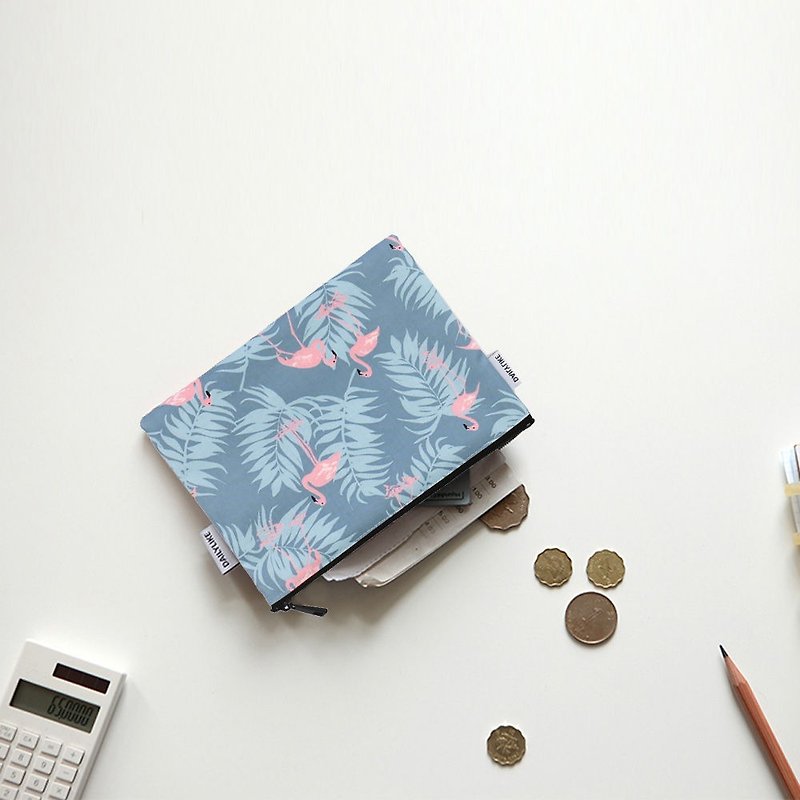 Small day tarpaulin coin purse S-09 flamingo, E2D07235 - กระเป๋าเครื่องสำอาง - ผ้าฝ้าย/ผ้าลินิน สีน้ำเงิน
