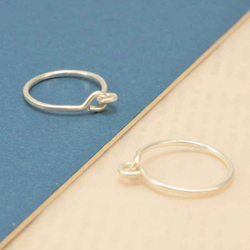 Big hand small hand tap thin line ring international 925 sterling silver handmade texture light jewelry - General Rings - Sterling Silver Silver