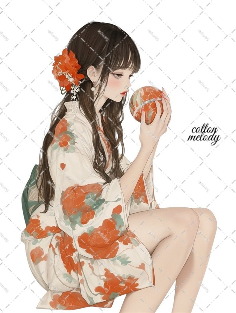 original sticker no.7204 人物ステッカー オリジナルステッカー 人物ステッカー 女の子ステッカー オリジナル人物ステッカー - 貼紙 - 紙 