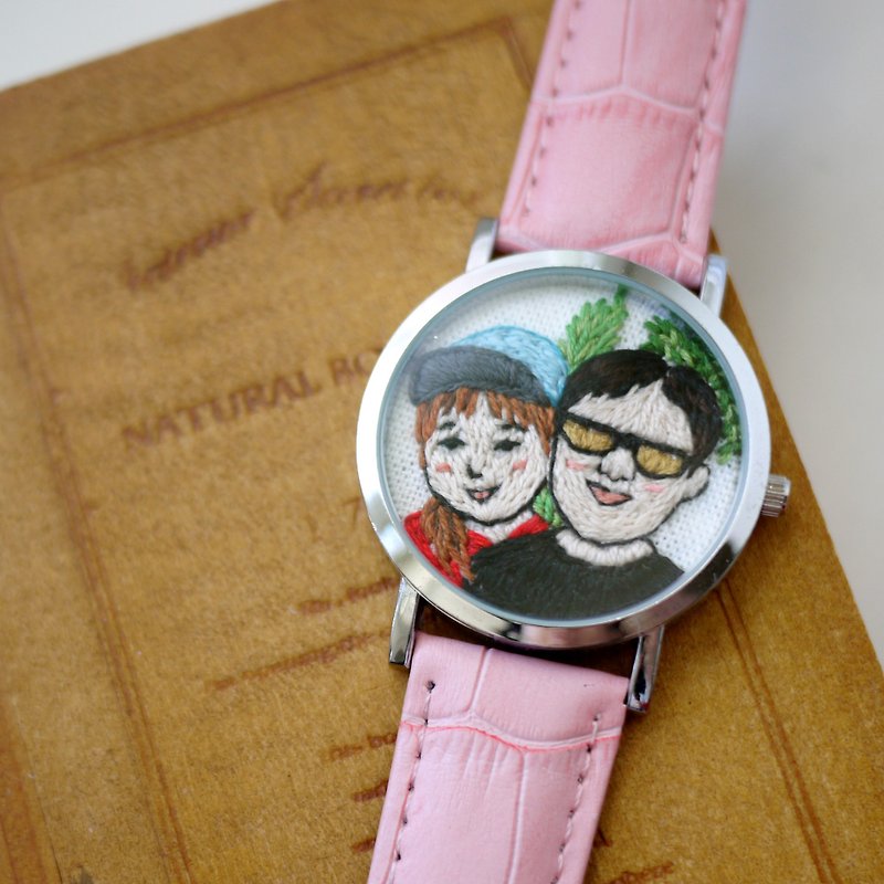 Exclusive order-Customized couple character embroidery table/accessories (please confirm with the designer before placing an order) - Women's Watches - Thread 