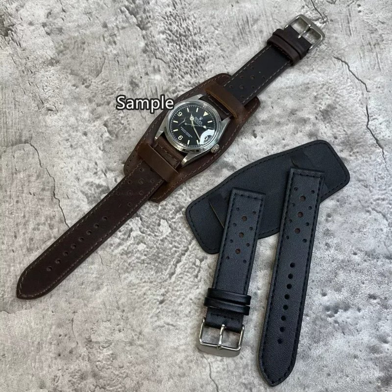 Timeless Watchband 軍人風格復古牛皮真皮男士腕錶帶20/22MM - 錶帶 - 真皮 多色