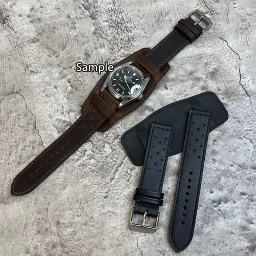 Timeless Leather Timeless Watchband 軍人風格復古牛皮真皮男士腕錶帶20/22MM