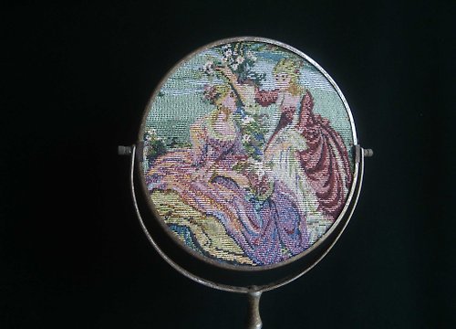 老時光OLD-TIME Vintage & Classic & Deco 【老時光 OLD-TIME】早期台灣製刺繡桌鏡