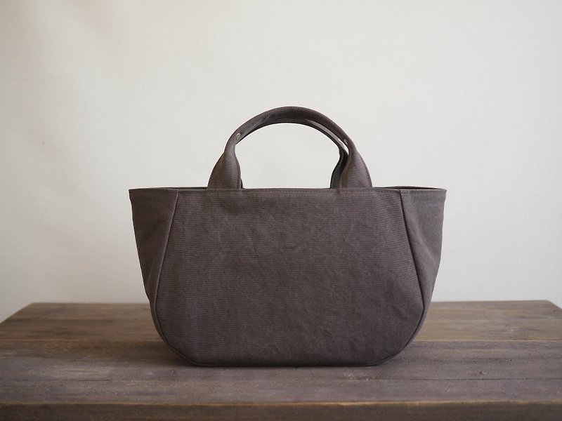 Made to order Round tote with lid M Grayish Brown - Handbags & Totes - Cotton & Hemp Brown
