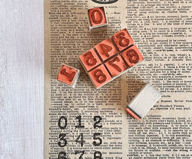 ビンテージな数字スタンプセット0〜9 - ショップ 222-niiniini- 印鑑
