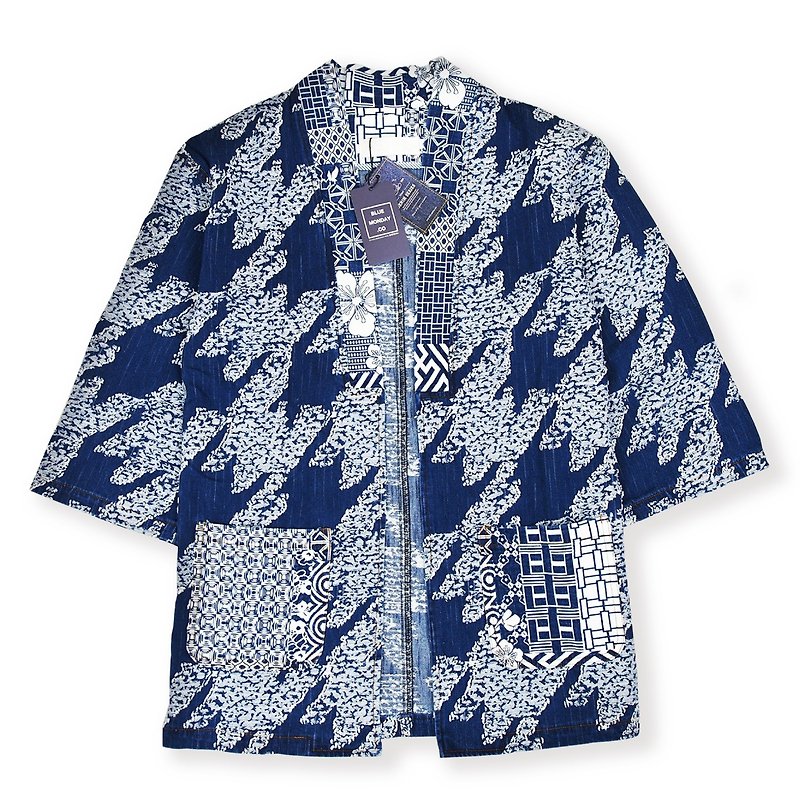 DYCTEAM x BLUE MONDAY - DENIM NORAGI | Five-point sleeves Japanese tanzoku blouse - All M - จัมพ์สูท - วัสดุอื่นๆ สีน้ำเงิน