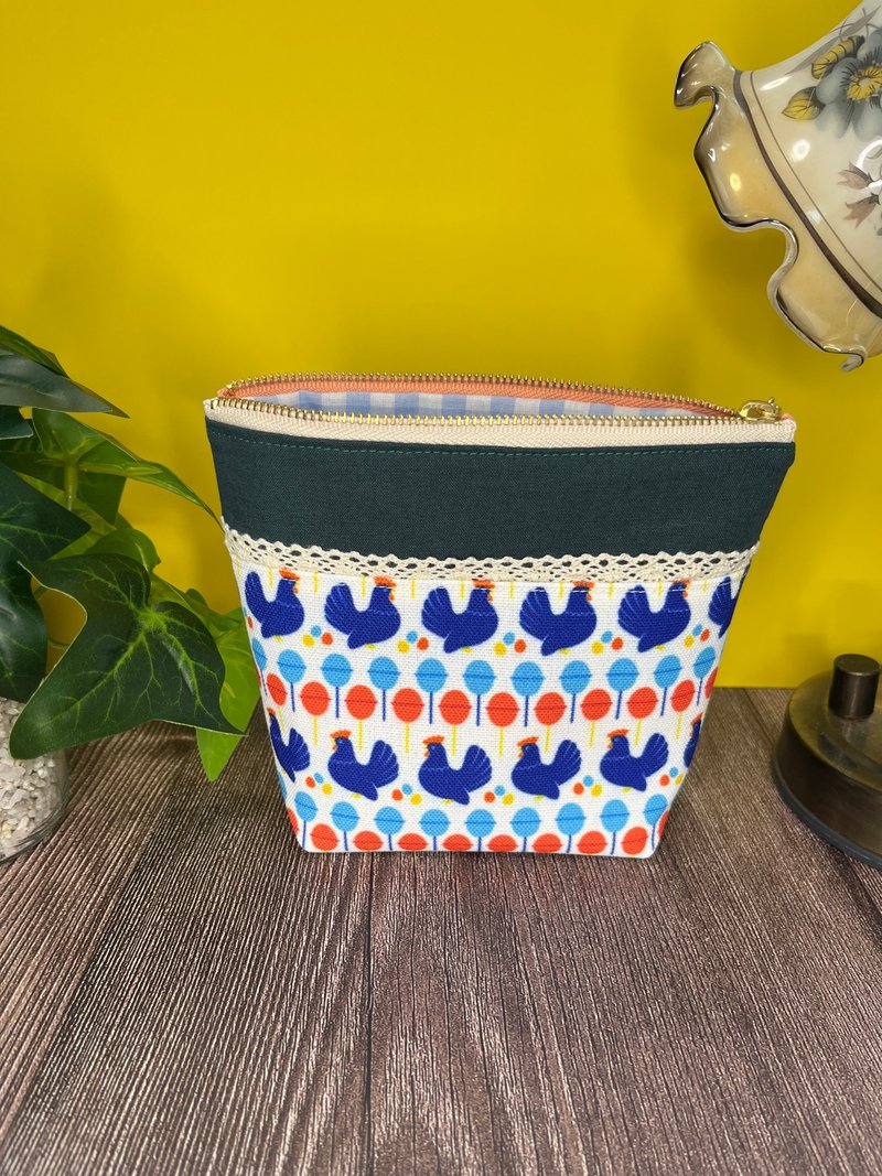 蛋型冰淇淋圖案化妝包 台灣布 - 化妝包/收納袋 - 棉．麻 綠色