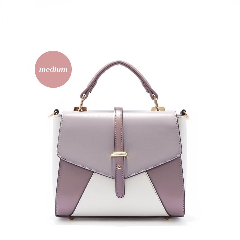 Daisy bag (middle) purple and white - กระเป๋าถือ - หนังเทียม หลากหลายสี