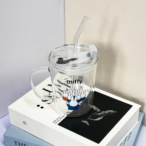 Faranci 【Pinkoi x miffy】Faranci透明吸管刻度玻璃杯 可愛早餐杯