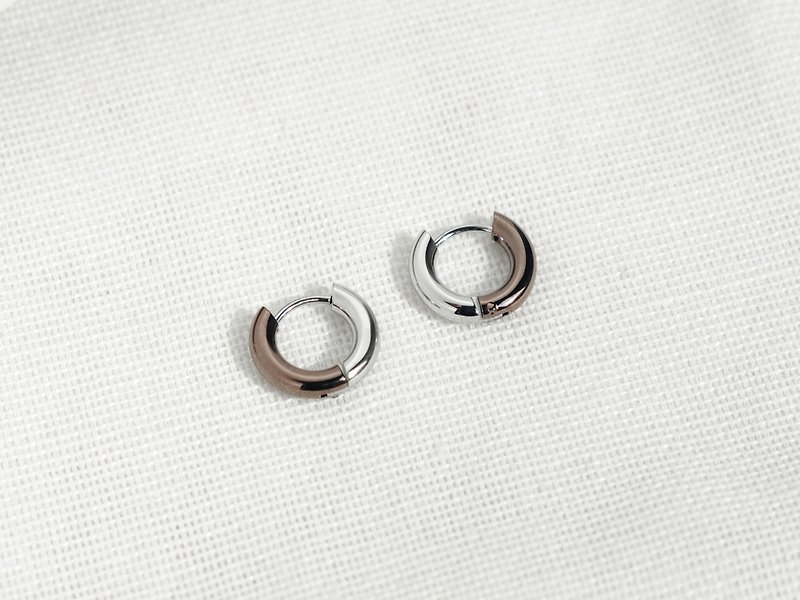 2-Tone Huggie Earrings | Bronze - Earrings & Clip-ons - Stainless Steel Brown