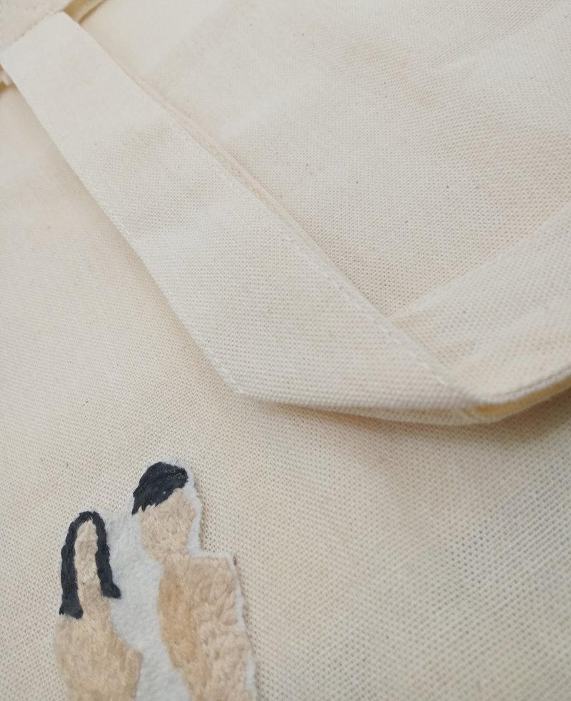 哇嗚 亞當與夏娃 刺繡 托特包 有磁扣 - 手提包/手提袋 - 棉．麻 