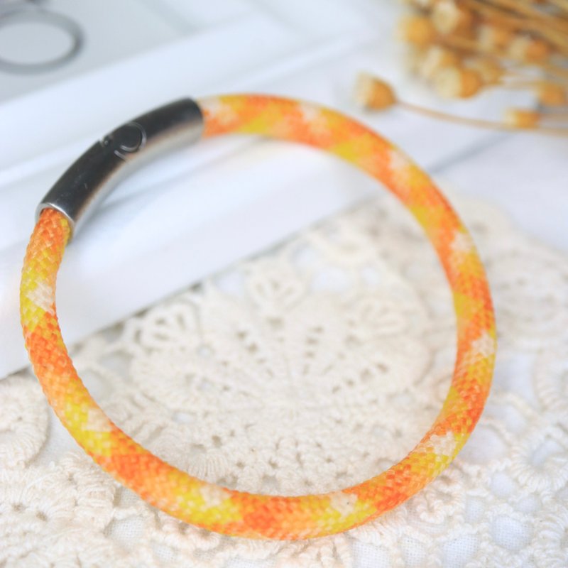 Vibrant Sunshine Wax Cord Bracelet|Waterproof|Stainless Steel Magnetic Clasp - สร้อยข้อมือ - ขี้ผึ้ง 