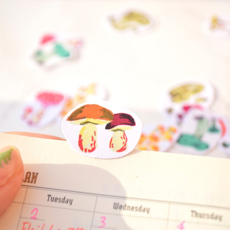 Mushroom stickers / Diary stickers / 20 in a set / buy 3 get 1 free - Stickers - Paper Blue