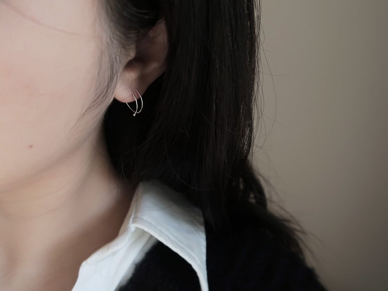 925 Silver Circle Dot Earrings Pair - ต่างหู - เงินแท้ สีดำ