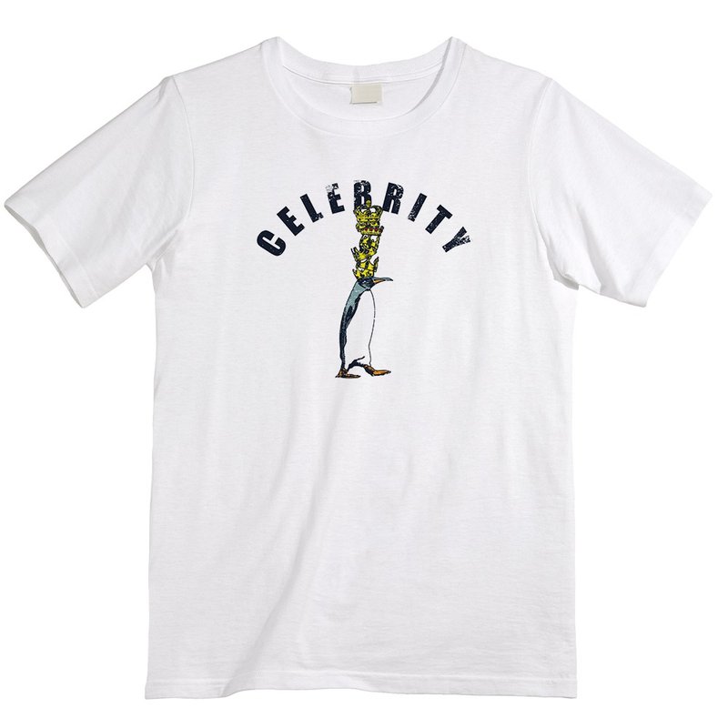 T卹/ Celebrity penguin - 男 T 恤 - 棉．麻 白色