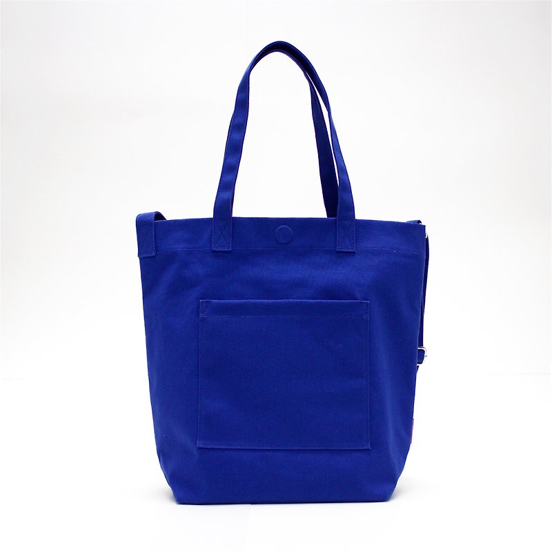 2 Ways Waterproof Heavy Canvas Tote Bag / Blue - Messenger Bags & Sling Bags - Cotton & Hemp Blue