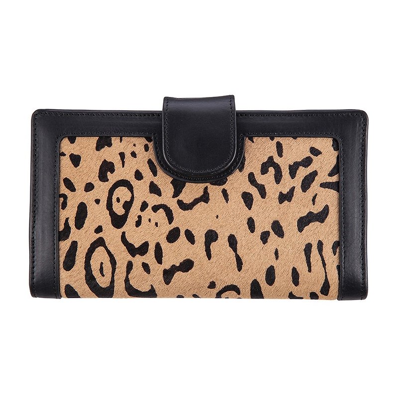 DORIS long clip _Leopard / flower leopard - Wallets - Genuine Leather Brown