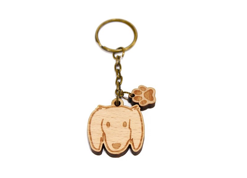 Big head dachshund [forest trick - exclusive sale] log key ring - Keychains - Wood 