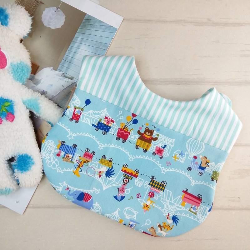 Circus animals. Double-sided bib (name can be embroidered) - Bibs - Cotton & Hemp Blue