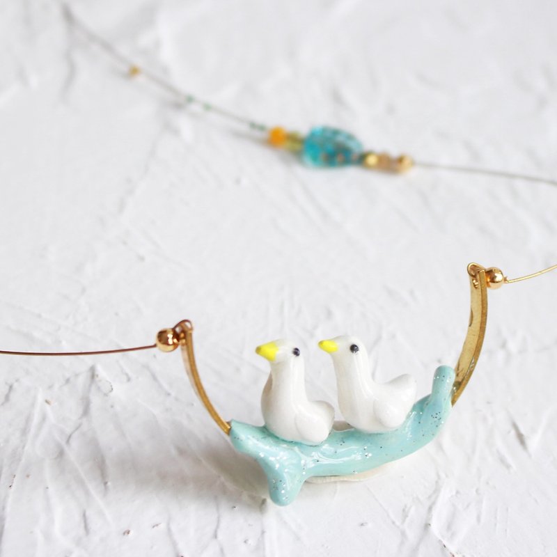 Ducks handmade necklace I Story_My Dearest - Necklaces - Other Materials White