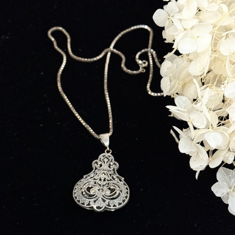 * 50807-稀有歐洲古董銀絲鏤空項鍊墜 - 項鍊 - 純銀 