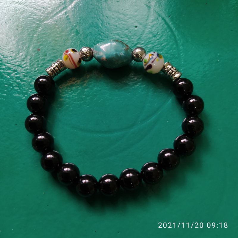 綠松黑馬腦 - 手鍊/手環 - 寶石 