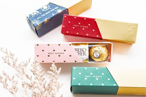 幸福朵朵 婚禮小物 花束禮物 時尚閃金包裝 金莎巧克力3顆入 實用禮物 禮盒 禮贈品 糖果 點心