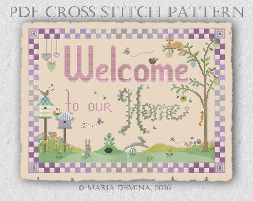 LittleRoomInTheAttic Welcome To Our Home PDF cross stitch pattern