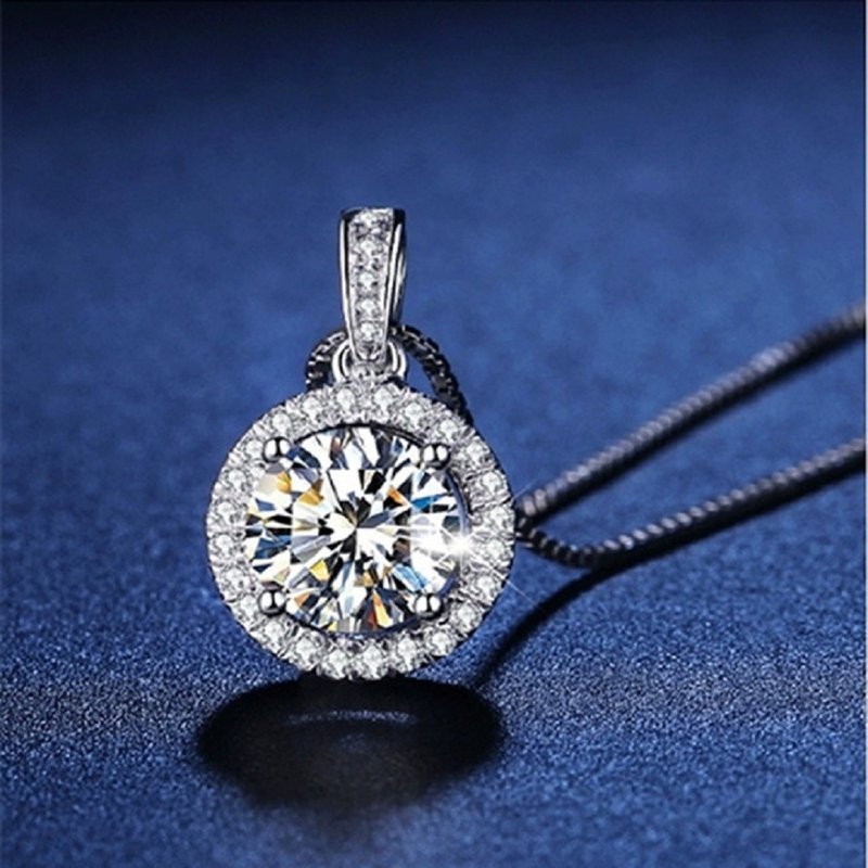 1 carat moissanite sterling silver necklace - สร้อยคอ - เพชร 