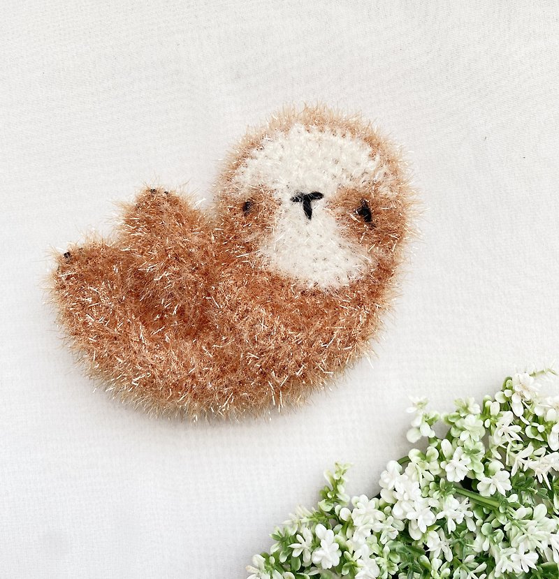 [Handmade by Good Day] Sloth-shaped exquisite hand-woven dish towels, dish towels, scrubber cleaning rags - ผลิตภัณฑ์ล้างจ้าน - เส้นใยสังเคราะห์ สีนำ้ตาล