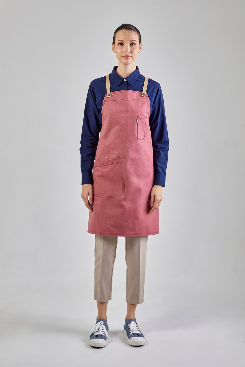 12Crossback apron (Rose Pink) 工作服 圍裙 - 圍裙 - 棉．麻 粉紅色