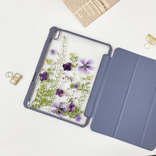 FeimeiPresents 花紫飄搖手工押花iPad外殼 iPad Air 11寸 13寸 iPad Pro 11寸13