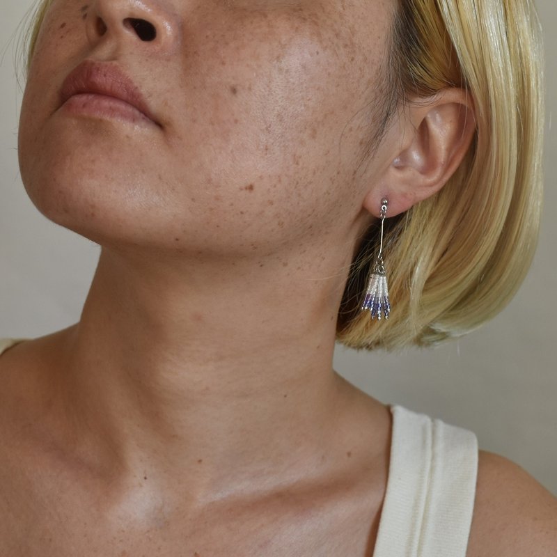 藪豆 (ヤブマメ) / silver - 耳環/耳夾/耳骨夾 - 玻璃 