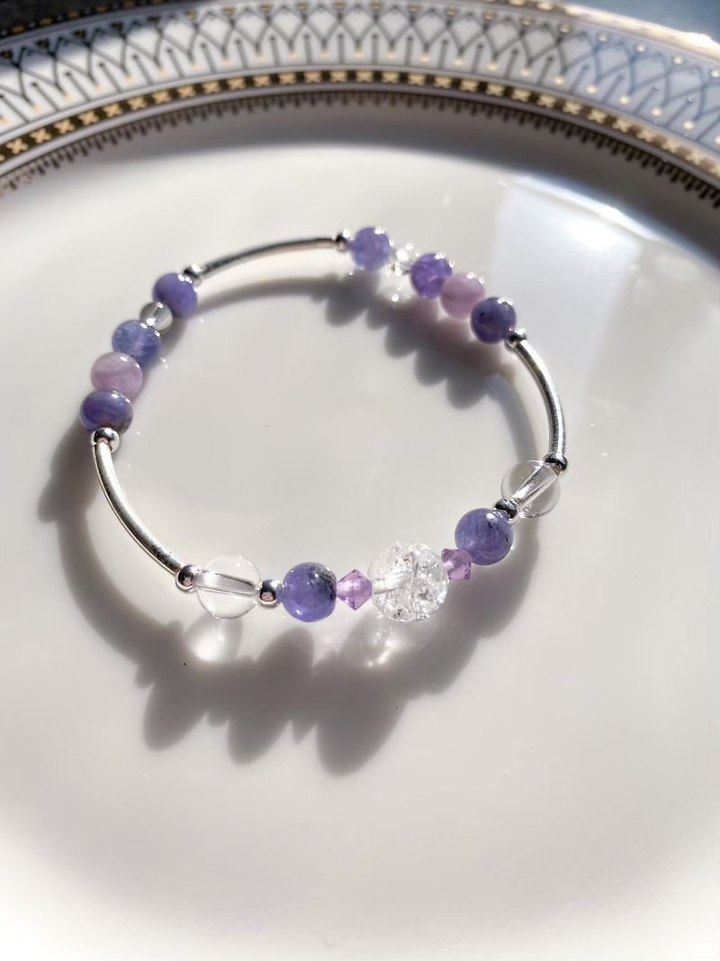 [Swaying Night Sky Star Flower] Stone Lavender Amethyst Amethyst White Crystal Crystal Bracelet - Bracelets - Semi-Precious Stones 