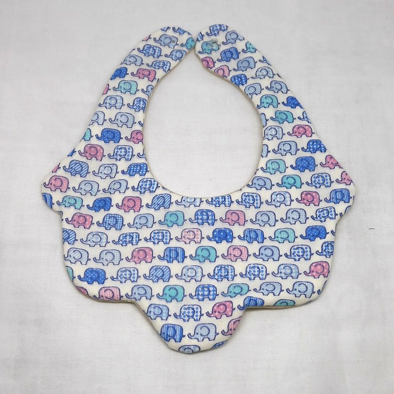 Japanese Handmade 8-layer-gauze Baby Bib/elephant - Bibs - Cotton & Hemp Blue