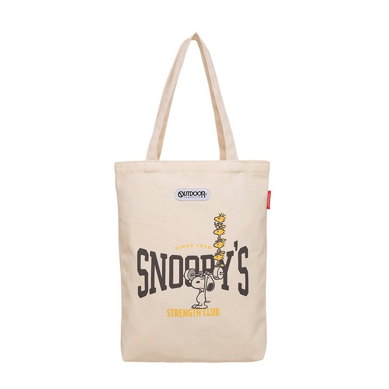 【OUTDOOR】SNOOPY Canvas Shoulder Bag - Weightlifting ODP21D01BG - กระเป๋าแมสเซนเจอร์ - ผ้าฝ้าย/ผ้าลินิน 
