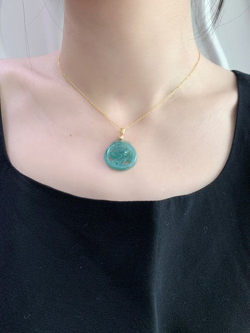 ice of Jadeite 天然危地馬拉翡翠蓮花吊墜項鍊 能量石