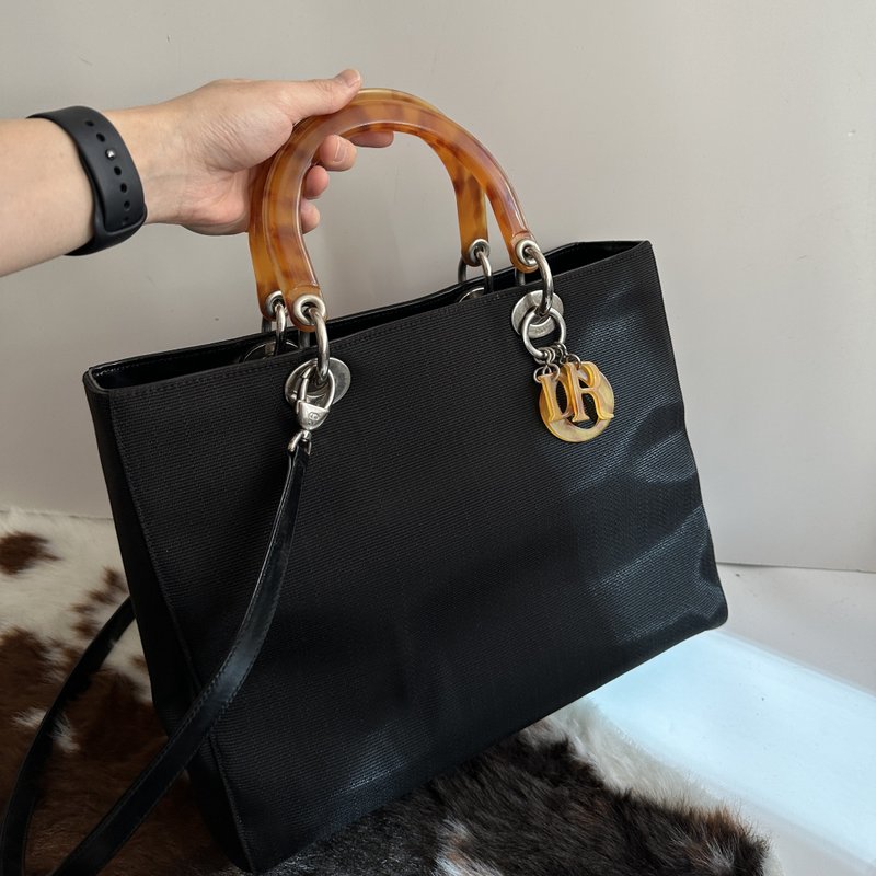 Dior 迪奧 玳瑁手柄款 手提包 - 手袋/手提包 - 尼龍 黑色