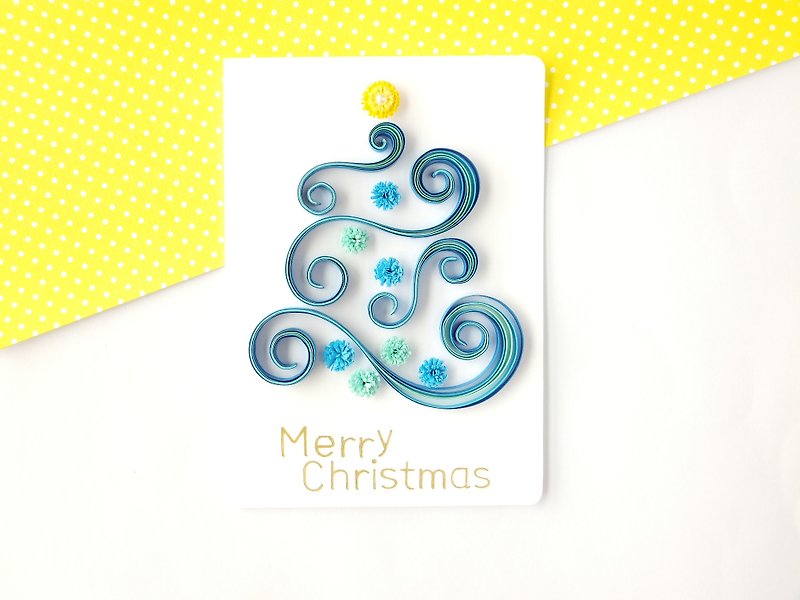 Hand made decorative cards-Christmas tree - การ์ด/โปสการ์ด - กระดาษ สีน้ำเงิน